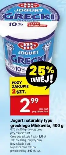 Twój Market Jogurt naturalny typu greckiego Mlekovita, 400 g oferta