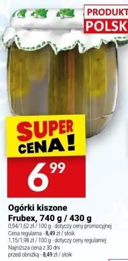 Twój Market Ogórki kiszone Frubex 740g / 430g oferta