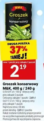 Twój Market Groszek konserwowy M&K 530 g / 240 g oferta