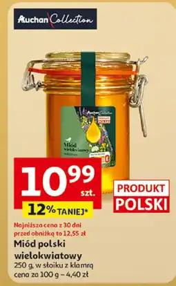 Auchan Miód polski wielokwiatowy 250 g, w słoiku z klamą Auchan Collection oferta
