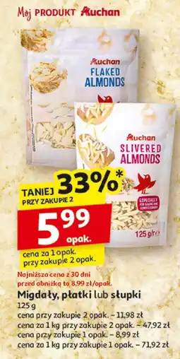 Auchan Migdały płatki lub słupki Auchan 125g oferta