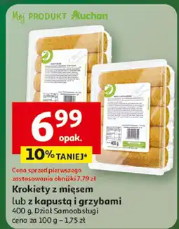 Auchan Krokiety z mięsem lub z kapustą i grzybami Auchan oferta