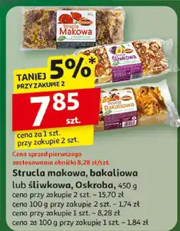 Auchan Strucla makowa, bakaliowa lub śliwkowa, Oskroba oferta