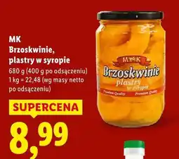 Lidl Brzoskwinie plastry w syropie MK oferta