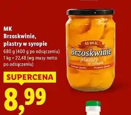 Lidl Brzoskwinie, plastry w syropie oferta