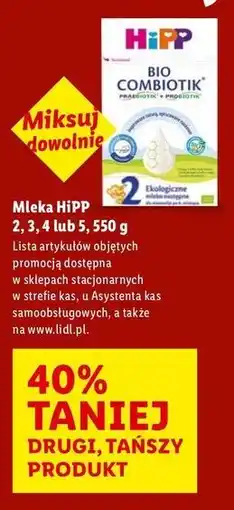 Lidl Mleka HIPP 2, 3, 4 lub 5 oferta