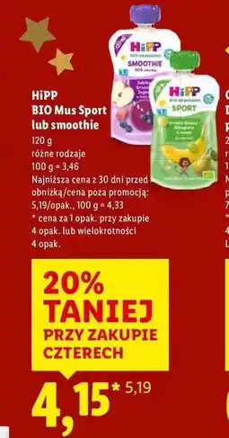 Lidl HIPP BIO Mus Sport lub smoothie oferta