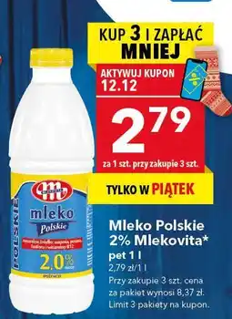 Lewiatan Mleko Polskie 2% Mlekovita 1 l oferta