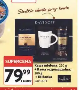 Intermarche Kawa mielona 250 g + kawa rozpuszczalna 100 filiżanka Davidoff Cafe Fine Aroma oferta
