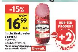 Intermarche Kiełbasa krakowska sucha z szynki Olewnik oferta