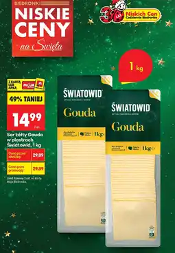 Biedronka Ser żółty Gouda w plastrach Światowid oferta