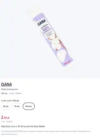 Rossmann Isana płatki kosmetyczne oferta