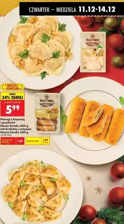 Biedronka Pierogi z kapustą i grzybami Nasze Smaki lub Krokiety z mięsem Nasze Smaki oferta