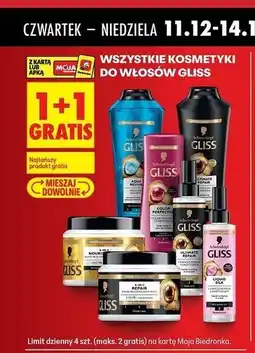 Biedronka 1 + 1 Gratis - Wszystkie kosmetyki do włosów Gliss oferta