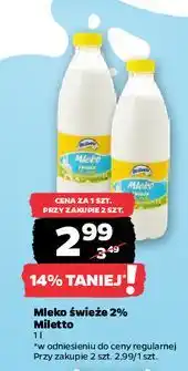 Netto Mleko 2 % Miletto oferta