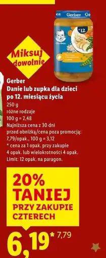 Lidl Danie dla dzieci Gerber po 12. miesiącu życia różne rodzaje oferta