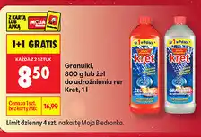 Biedronka Granulki, 800 g lub żel do udrażniania rur Kret oferta