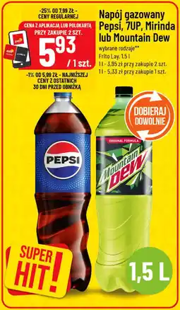 Polomarket Napój gazowany Pepsi, 7UP, Mirinda lub Mountain Dew 1,5L oferta