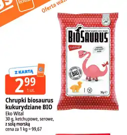E.Leclerc Chrupki biosaurus kukurydziane BIO ketchupowe Eko Wital oferta