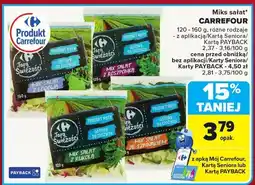 Carrefour Market Miks sałat Carrefour różne rodzaje (z łodzią, z roszponką, ze szpinakiem, z rukolą) oferta