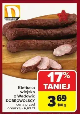 Carrefour Market Kiełbasa wiejska z Wadowic DOBROWOLSCY oferta