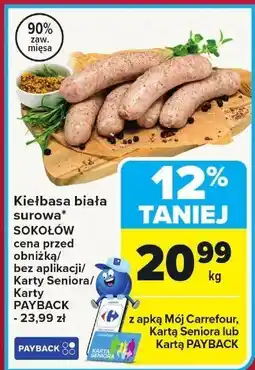 Carrefour Kiełbasa biała surowa sokołów 90% zawartość mięsa oferta