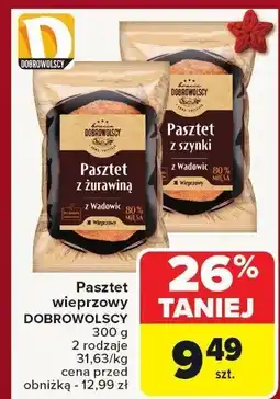 Carrefour Pasztet wieprzowy DOBROWOLSCY z żurawiną oferta