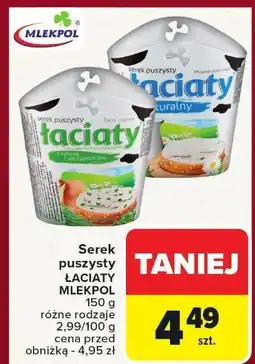 Carrefour Serek twarogowy Łaciaty Mlekpol 150g różne rodzaje oferta