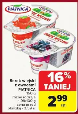 Carrefour Serek wiejski z owocami Piątnica truskawkowy 150g oferta