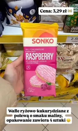 Dino Wafle ryżowo-kukurydziane o smaku maliny Sonko oferta
