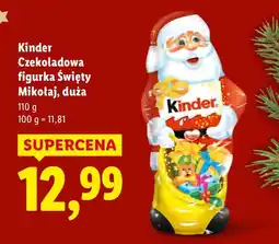 Lidl Czekolada Kinder Czekoladowa figurka Święty Mikołaj, duża oferta