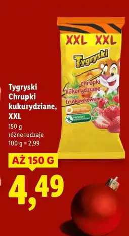 Lidl Chrupki Tygryski Kukurydziane XXL 150 g różne rodzaje oferta