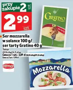 Topaz Ser mozzarella w solance 100 g / ser tarty Gratino 40 g Lemar oferta