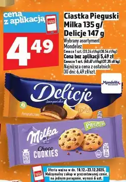 Topaz Ciastka Pieguski Milka 135 g / Delicje 147 g Milka / Delicje oferta