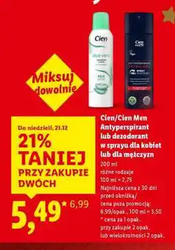 Lidl Cien/Cien MEN Antyperspirant lub dezodorant w sprayu oferta