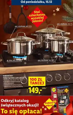 Lidl Zestaw 3 garnków z pokrywkami oferta