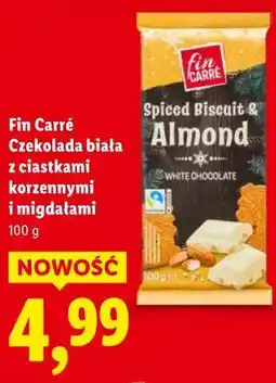 Lidl Fin Carré Czekolada biała z ciastkami korzennymi i migdałami 100g oferta