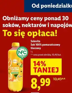 Lidl Solevita Sok 100% pomarańczowy tłoczony 1L oferta