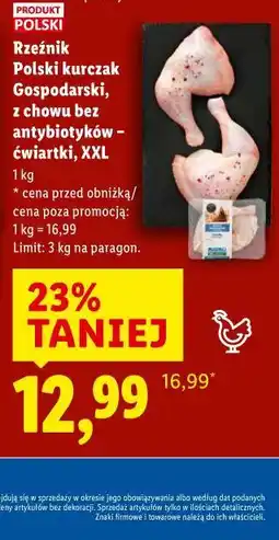 Lidl Polski kurczak Gospodarski, z chowu bez antybiotyków – ćwiartki, XXL Rzeźnik oferta