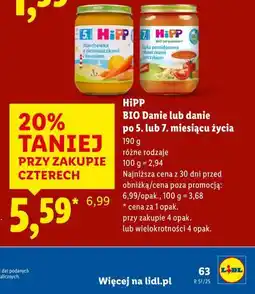 Lidl HiPP BIO Danie lub danie po 5. lub 7. miesiącu życia oferta