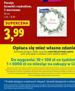 Lidl Florays Serwetki z nadrukiem, 3-warstwowe 20 szt oferta