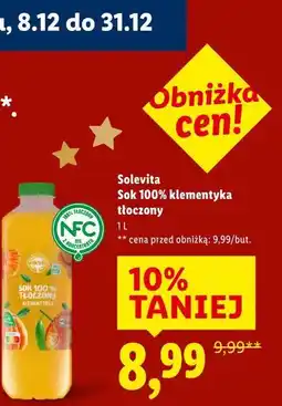 Lidl Solevita Sok 100% klementynka tłoczony 1L oferta