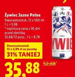 Lidl Żywiec Jasne Pełne Dwunastopak, 12 x 500 ml oferta