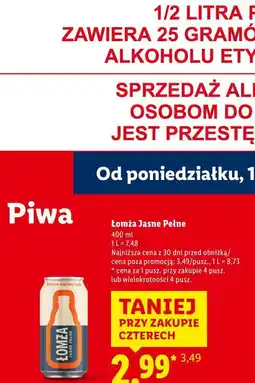 Lidl Łomża Jasne Pełne 400 ml oferta