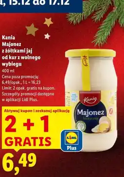 Lidl Kania Majonez z żółtkami jaj od kur z wolnego wybiegu oferta