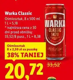 Lidl Warka Classic Ośmiosztuk, 8 x 500 ml oferta