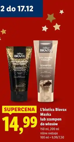 Lidl L’biotica Biovax Maska lub szampon do włosów oferta