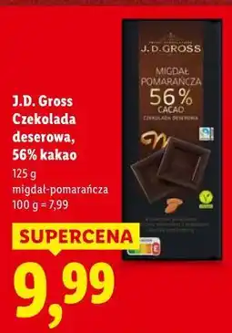 Lidl J.D. Gross Czekolada deserowa, 56% kakao migdał-pomarańcza 125g oferta