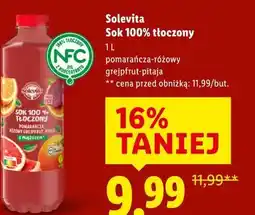 Lidl Solevita Sok 100% tłoczony, pomarańcza-różowy grejpfrut-pitaja 1L oferta
