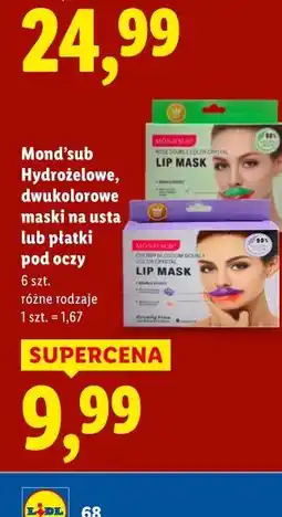 Lidl Mond’sub Hydrożelowe, dwukolorowe maski na usta lub płatki pod oczy oferta